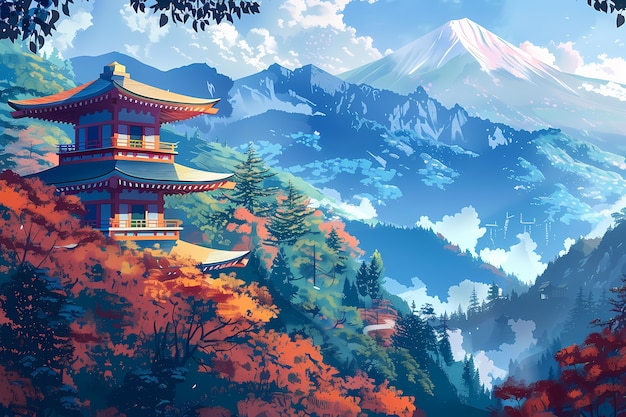 Free photo japan background digital art