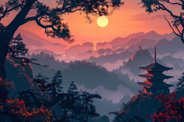 Free Photo japan background digital art