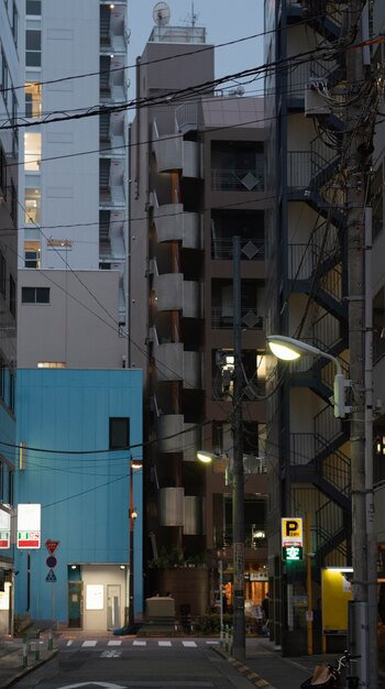 Japan city at nighttime with light