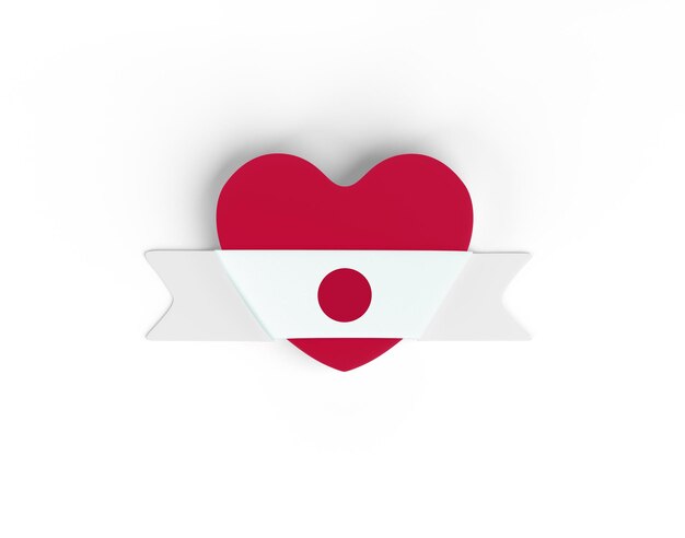 Japan Flag Heart Banner