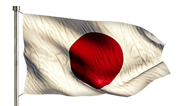 Бесплатное фото Японский национальный флаг изолированных 3d белый фон