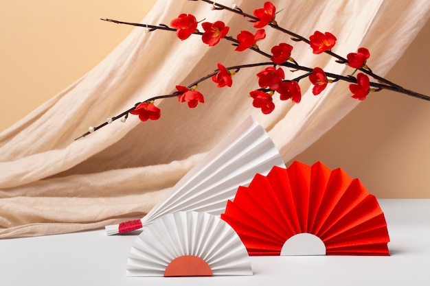 Free photo japanese aesthetic with fans