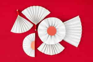 Free photo japanese aesthetic with white fans