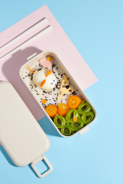 Free photo japanese bento box arrangement