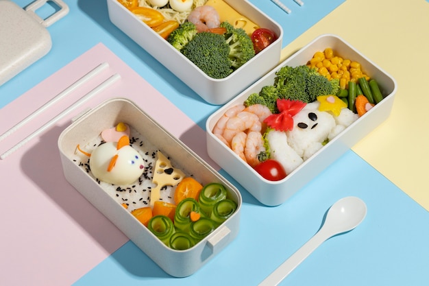 Japanese bento box arrangement