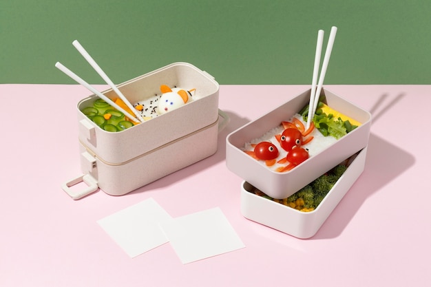 Free photo japanese bento box assortment