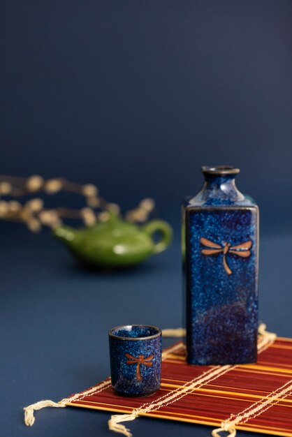 Japanese bottle and cup arrangement