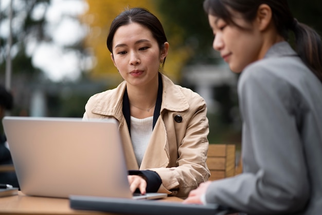 Free Photo japanese business concept with business partners