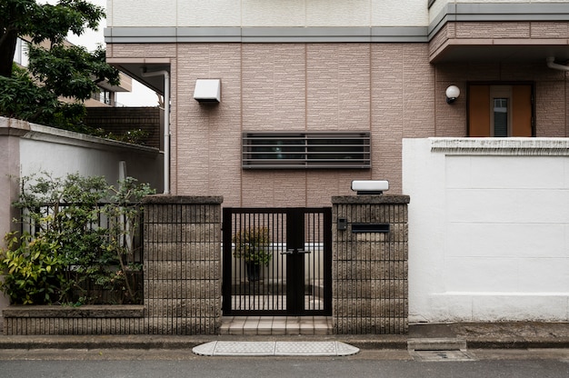 Japanese culture house entrance with fence
