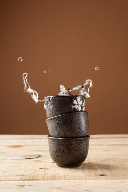 Japanese cups and drink drops arrangement