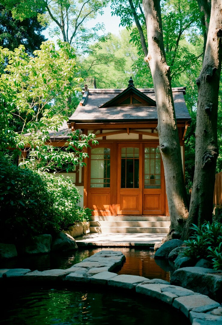 Free Photo japanese garden tea house