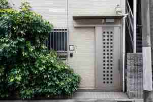 Free photo japanese house entrance with plant