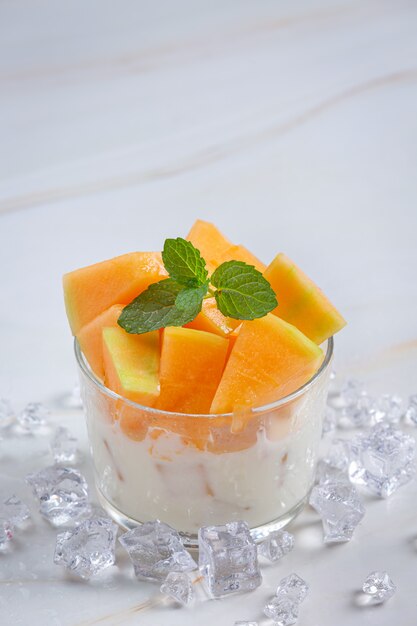 Japanese melon or cantaloupe, cantaloupe, seasonal fruit, health concept.