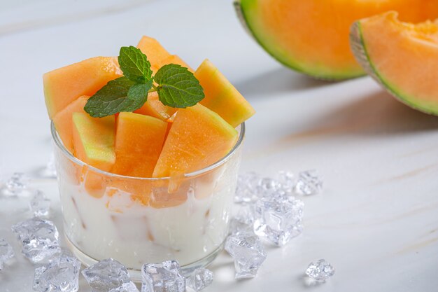 Japanese melon or cantaloupe, cantaloupe, seasonal fruit, health concept.