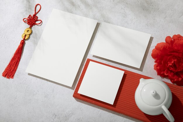 Japanese new year invitation mockup