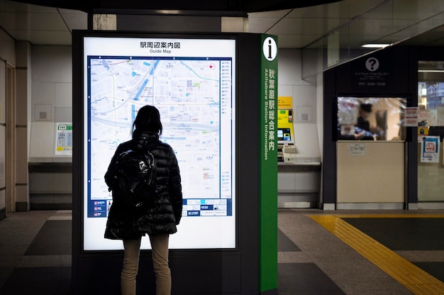 Japanese subway system passenger information display screen