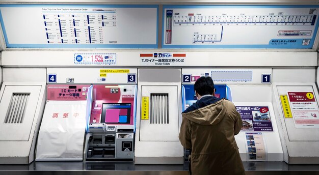 Japanese subway train system passenger information display screen