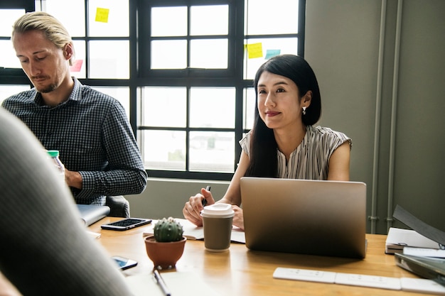 Japanese woman in a business meeting