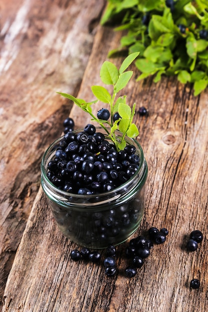 Free photo jar of blueberries