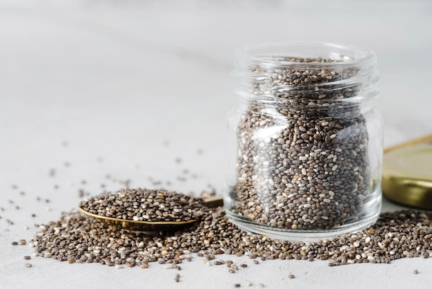 Jar filled with organic seeds