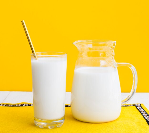 Jar and glass of milk