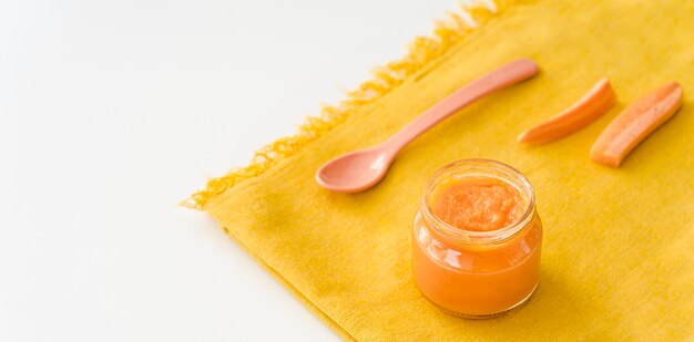 Jar with carrot puree