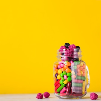 Jar with colorful sweets