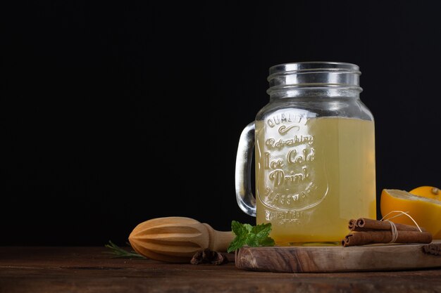 Jar with delicious homemade lemonade