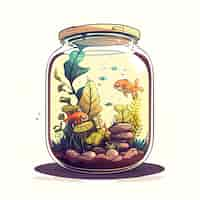 Free photo jar with fish and seaweed generative ai