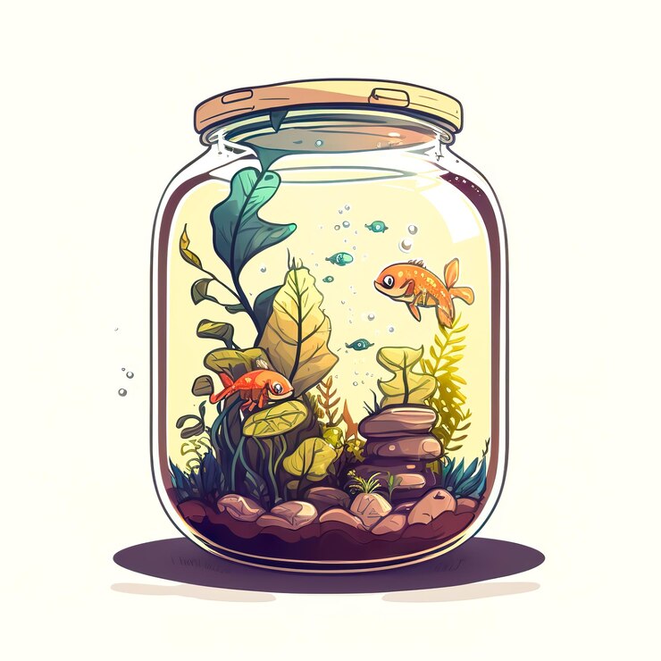 Free Photo jar with fish and seaweed generative ai