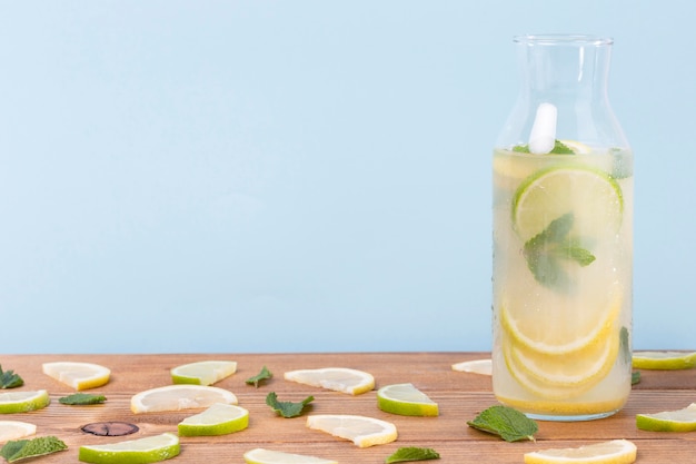 Free photo jar with fresh lemonade