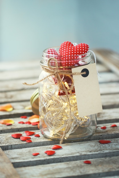 Free photo jar with lights and hearts everywhere