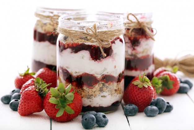 Free photo jars with berries