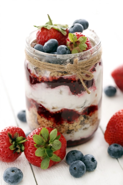 Free photo jars with berries