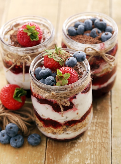 Jars with berries