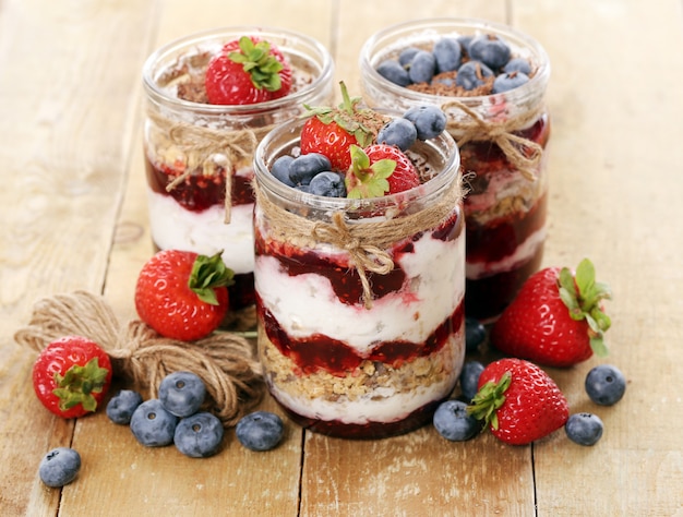 Free photo jars with berries