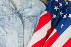 無料写真 ジャンジャケットとアメリカの国旗