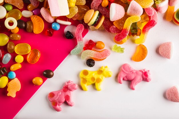 Jelly cows near sweets