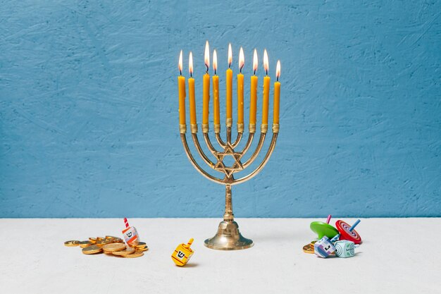 Jewish candlestick holder burning