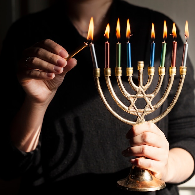 Free photo jewish candlestick holder with candles