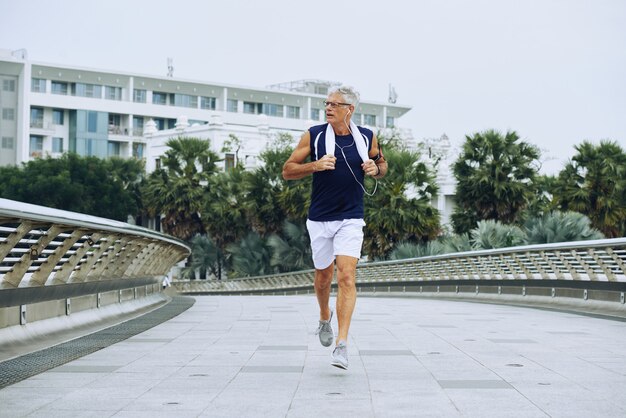 Jogging aged man