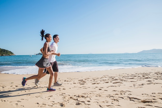 Jogging and smiling