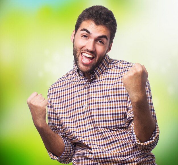 Jolly arab man posing in studio. 