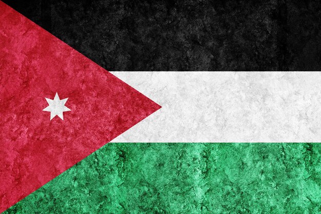 Металлический флаг Иордании, текстурированный флаг, гранж-флаг