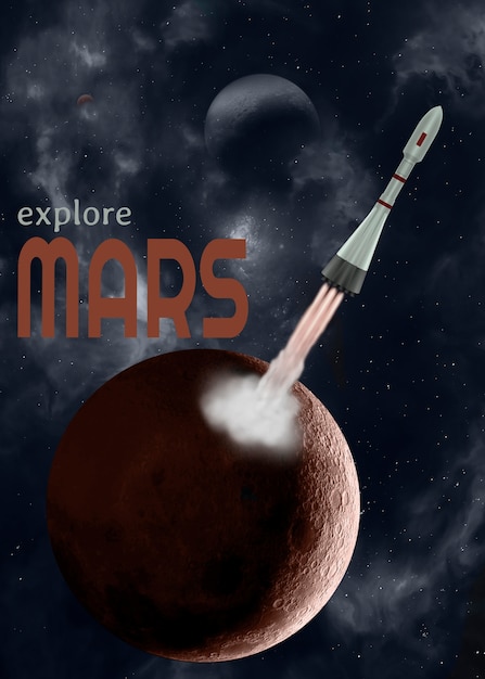 Free photo journey to planet mars concept