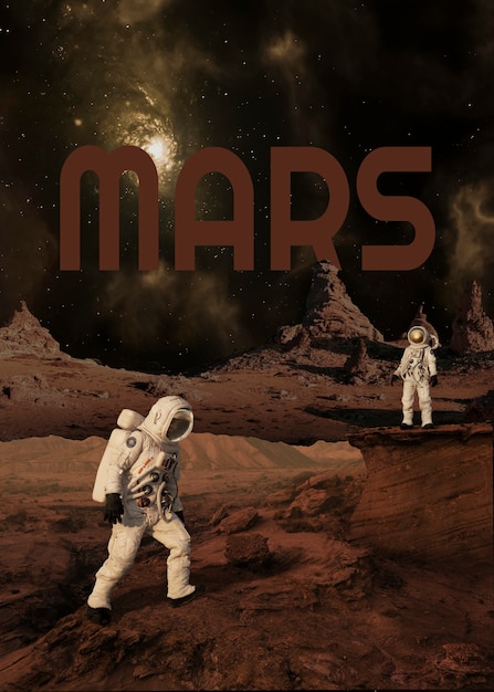 Journey to planet mars concept
