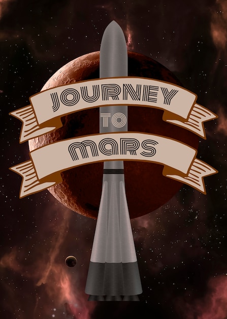 Journey to planet mars concept