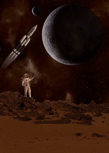 journey to planet mars concept
