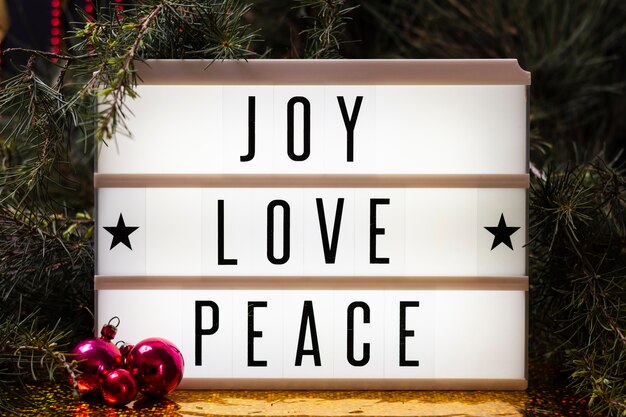 Joy love peace lettering