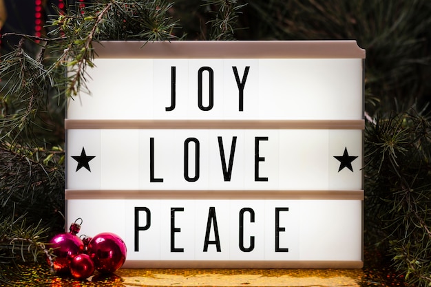 Joy love peace lettering